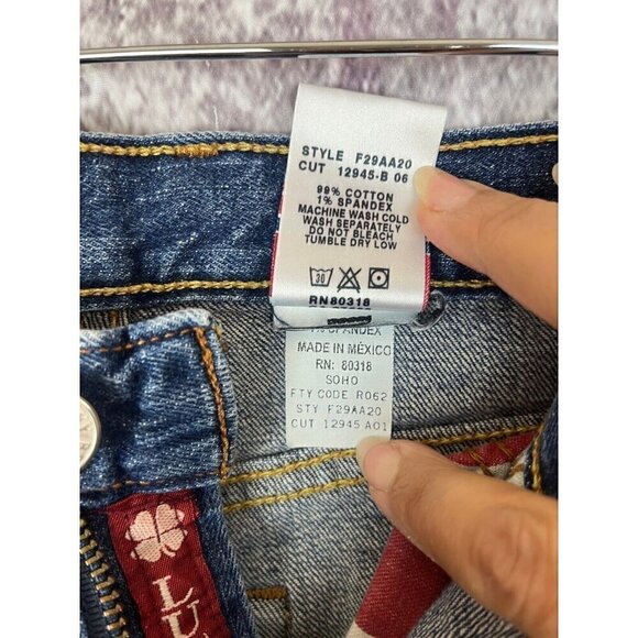 Lucky Brand Jeans Dungarees Blue Mid Rise Flare Regular Length 8/29 Western Y2K - Picture 12 of 12